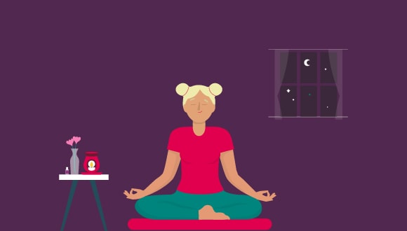 Illo of a lady meditating